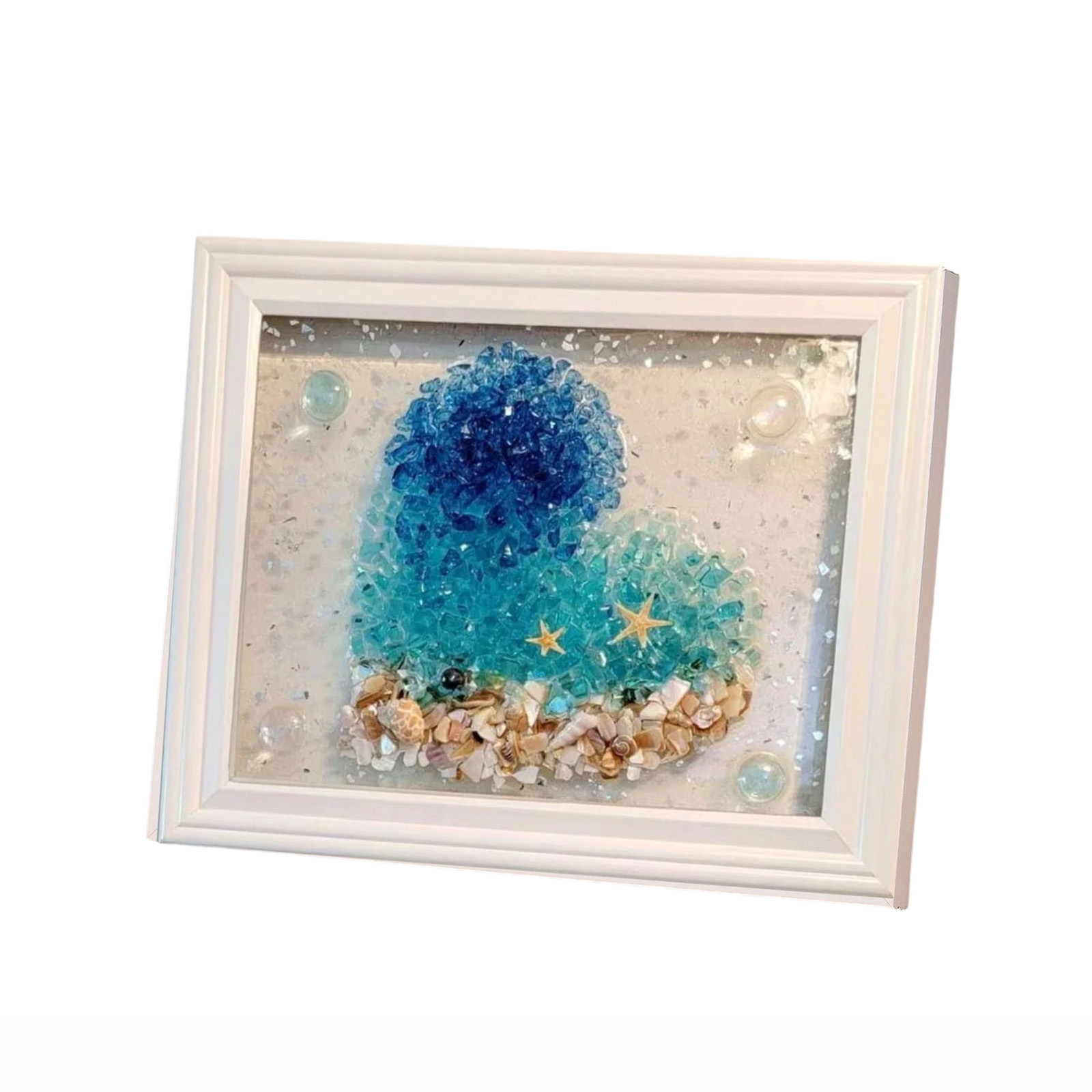 Resin Art For Photo Frame - シーグラスアートキット シーグラスアートフレーム DIYシーグラスアート＆クラフトキット 海をテーマにしたフォトフレーム レジンビーチアートキット 壁飾り用