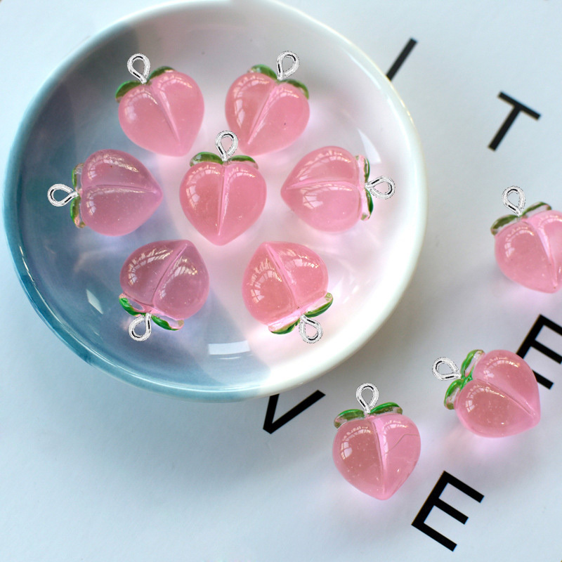 Resin Art Supplies Near Me - 10 個新しい透明ピーチフラット樹脂チャームペンダントジュエリー作成アクセサリー DIY イヤリングネックレスキーホルダー装飾用
