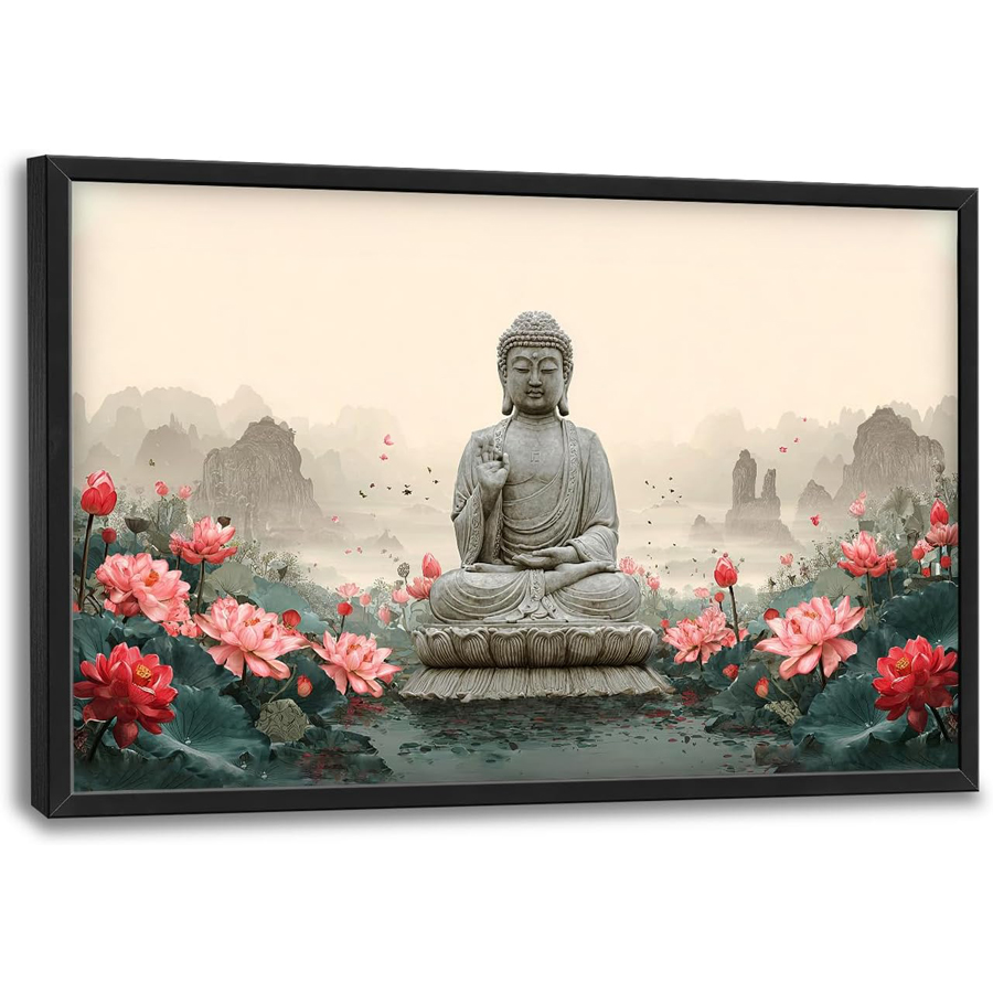 Resin Art Studio - 大型仏像 5D モザイク禅仏蓮の花ダイヤモンド塗装キット壁装飾瞑想ホームスパヨガスタジオアート