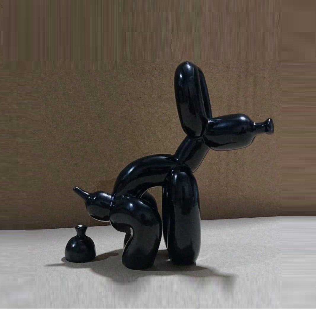 Resin Art And Wood - モダンアートスクワットバルーン犬動物装飾像、インテリアリビングルーム農家寝室オフィスキャビネット木製に最適