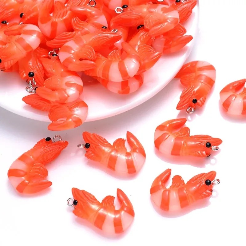 Resin Art Supplies Near Me - 10 個アクリル樹脂漫画シーフードチャーム 3D 模擬ロブスターシュリンプペンダント DIY ジュエリー作成アクセサリーネックレス用