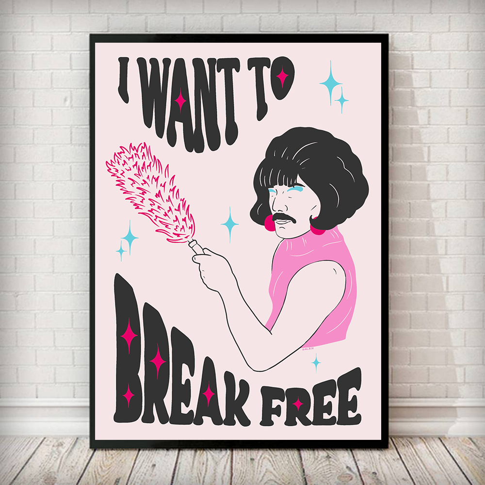 Resin Art Home Decor - フレディ・マーキュリー「I Want To Break Free」アートプリント、クイーン・ミュージックアルバムポスター、ロックミュージックスタープリント、北欧風リビングルームの家の装飾