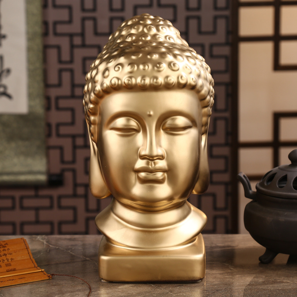 Resin Art India - 24 センチメートル大トップ効果的なホーム家族保護祝福安全幸運仏 - 東南アジアゴールド装飾仏アート像