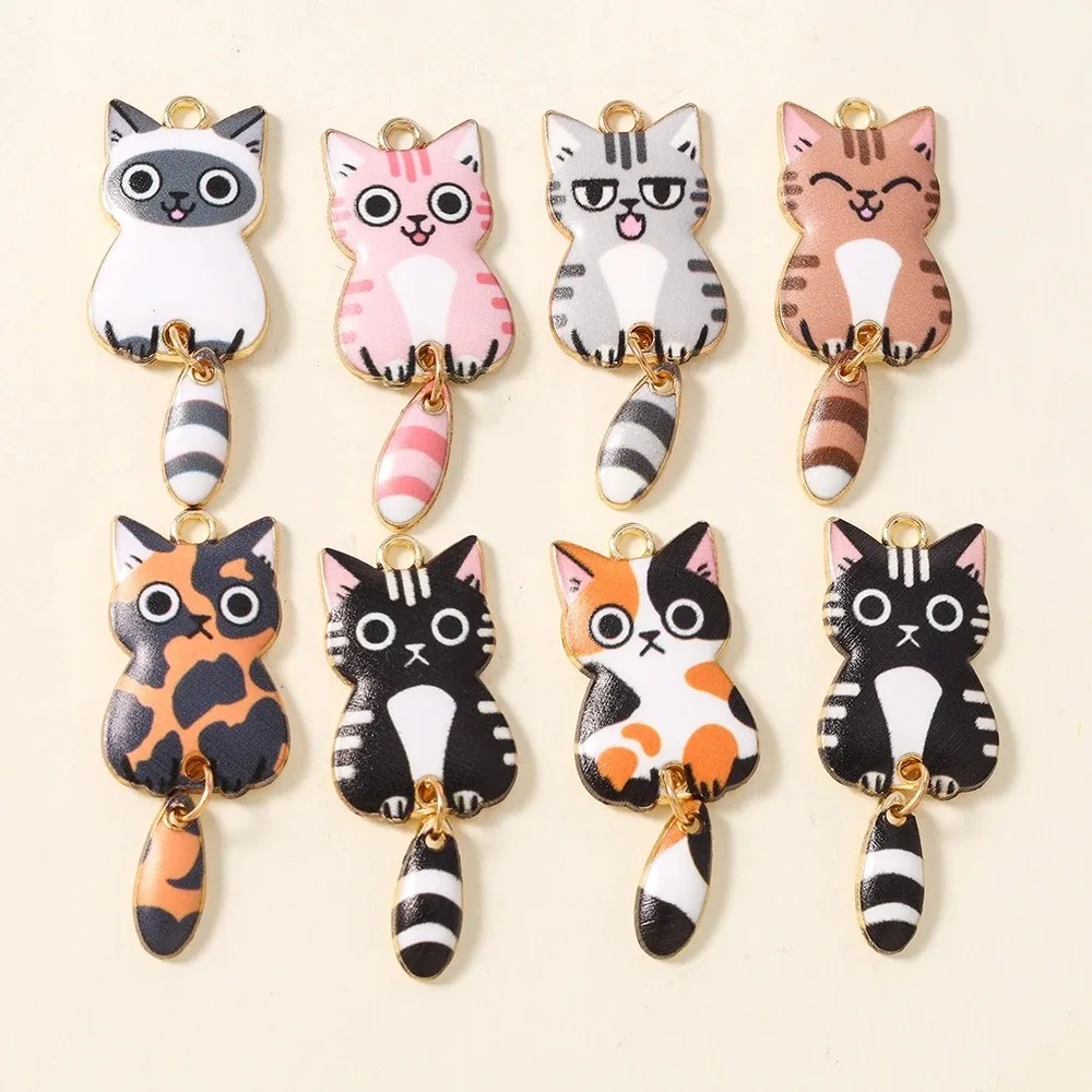 Resin Art Supplies Near Me - 10 個 16 × 39 ミリメートルかわいい漫画猫樹脂チャーム素敵な動物ペンダント
