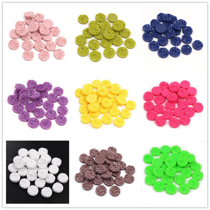 Resin Art Supplies Near Me - 40 個樹脂 Druzy カボションドーム 8/10/12 ミリメートルフラットバックラウンドカボションイヤリングネックレス