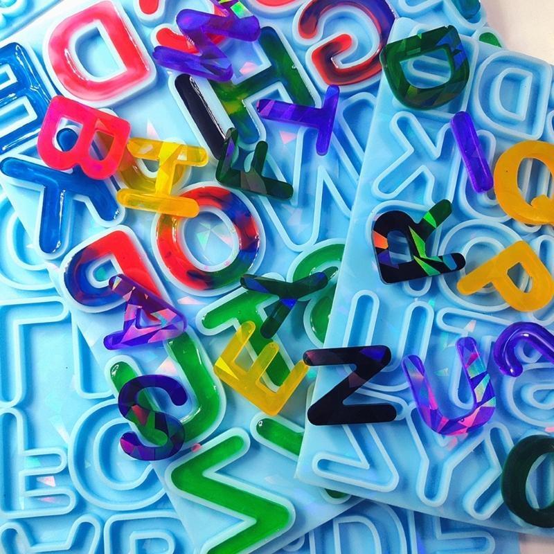Resin Art Letter Keychain - 手紙イヤリング樹脂モールドホログラフィックアルファベット樹脂金型キーホルダーペンダントジュエリー作成シリコーンモールド DIY アートツール