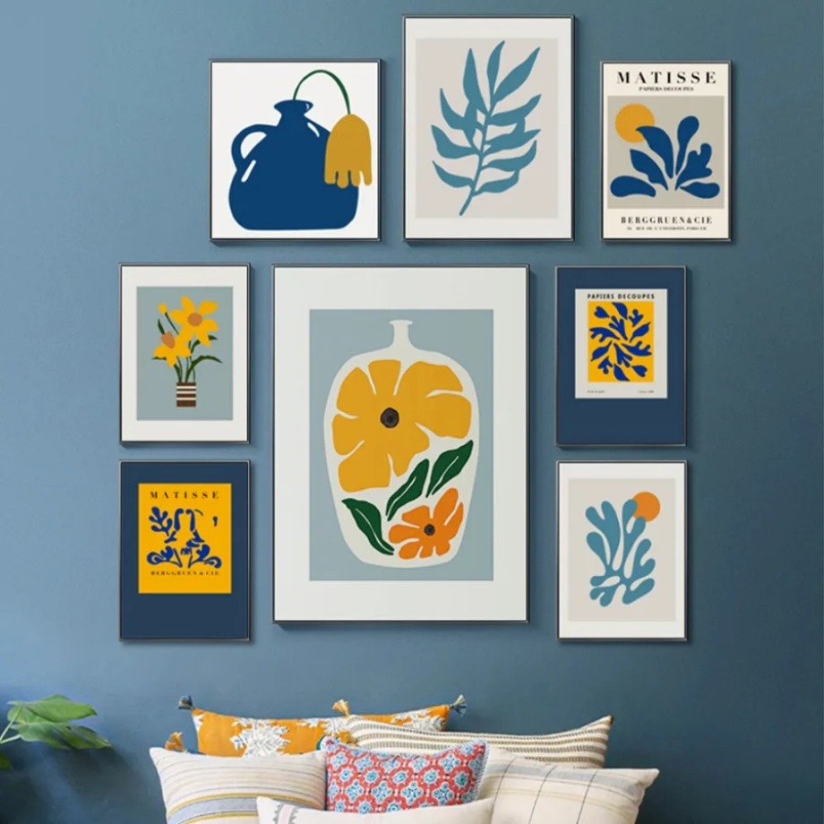 Resin Art Wall Decor - アンリ・マティス・ピカソポスタープリントフラワーマーケットウォールアート抽象ダイヤモンド絵画北欧絵画リビングルーム用ホームデコ