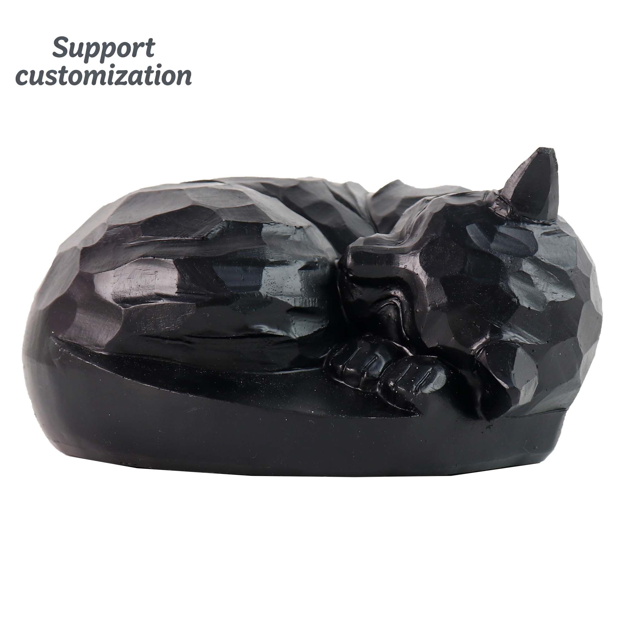 Resin Art Name - 黒猫をテーマにした手描きの樹脂製ペットの記念像、動物のファッショナブルな多面体アート、ホリデーオーナメントギフト。ペットの名前を刻印できます。