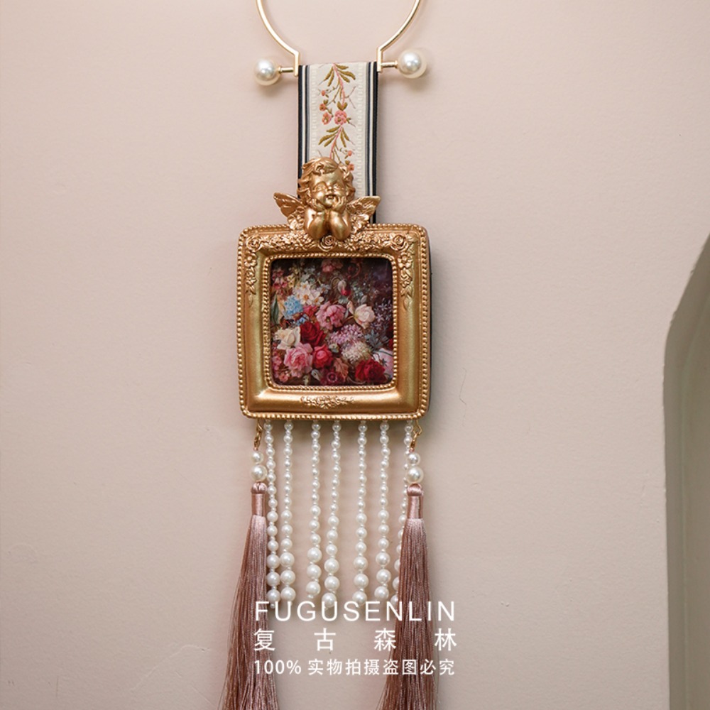 Resin Art For Photo Frame - ヨーロッパスタイルのエンジェルレリーフ樹脂フォトフレーム、ヴィンテージクラシックハンドメイド写真立て、パールタッセルフレーム、ウォールアートデコクラフト