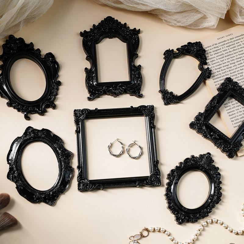 Resin Art For Photo Frame - ヨーロッパスタイルの樹脂製フォトフレーム、黒縁の装飾フレーム、DIYウォールアート、家の装飾用フォトプロップス