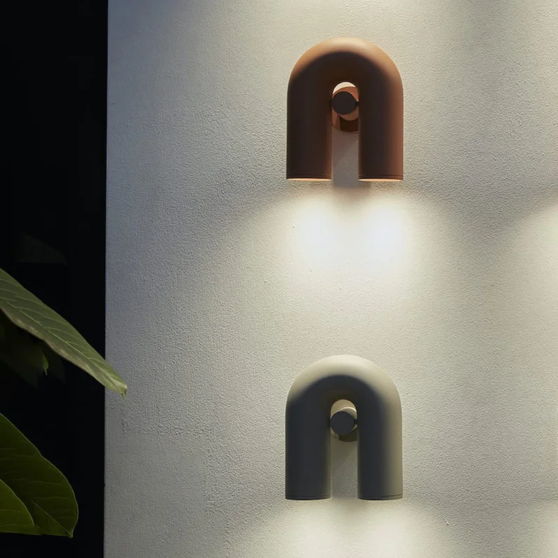 Resin Art Studio - U 字型回転可能な LED ウォールライトリビングルームベッドサイド通路スタジオ燭台ホームアールデコグレーブラックオレンジメタル