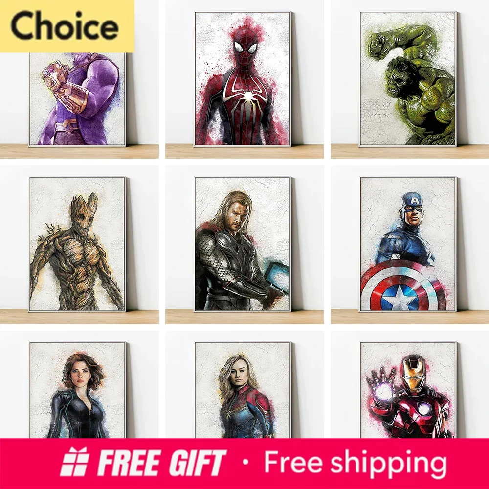 Resin Art Wall Decor - マーベルスーパーヒーロースパイダーマンアイアンマン家の装飾壁アートポスターリビングルーム壁画子供部屋ダイヤモンド絵画印刷GIF