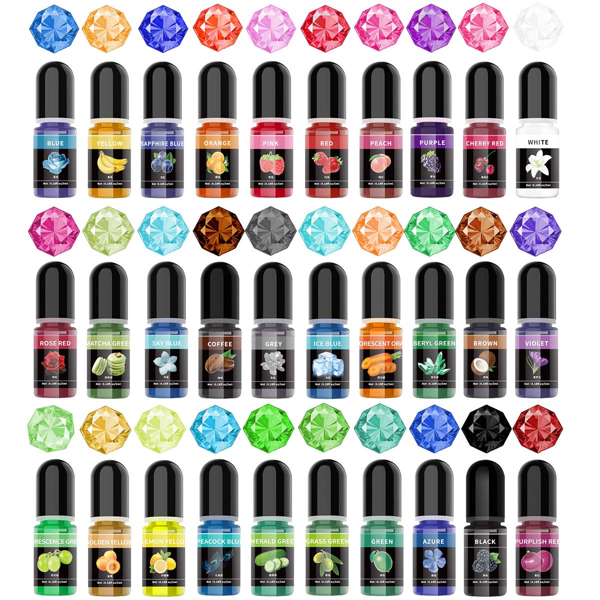 Resin Art And Jewelry - 5ml/ボトル エポキシ樹脂顔料 液体着色剤 染料 ユニバーサルエポキシ樹脂顔料 UV