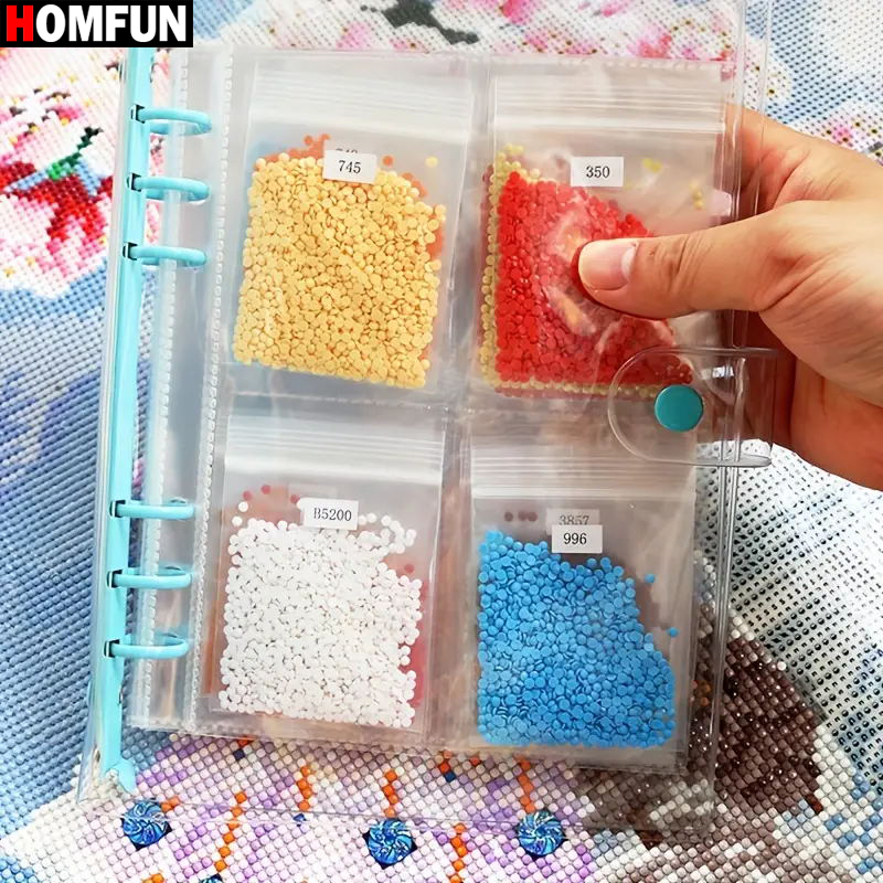 Resin Art Guide Book - HOMFUN 113 個ダイヤモンド塗装収納ブックパープル/グリーン/ホワイト/ピンク/イエロー/ブルーメタルフレーム大きな開口部便利なバッグツールセット
