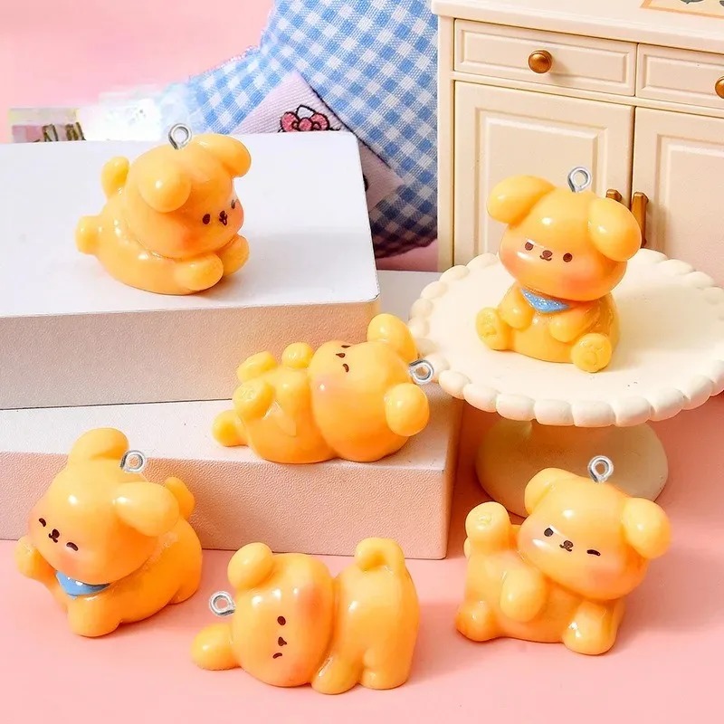 Resin Art Supplies Near Me - 10 個かわいい漫画犬アクリル樹脂チャームミニペンダント DIY ジュエリー作りブレスレットネックレスイヤリングキーホルダーバッグ装飾用