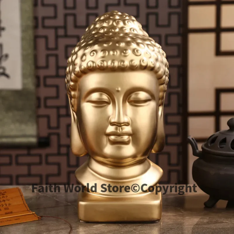 Resin Art India - 東南アジアの黄金の装飾仏,芸術像,大きな,効果的なトップ,家族の保護,安全,幸運,幸運,24cm