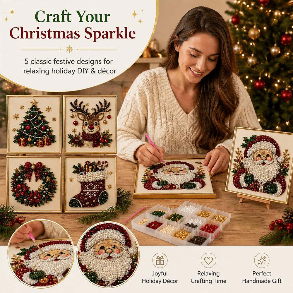 クリスマス サンタクロース パールアート DIYキット 額入 - Resin Art Wall Decor のレビューと価格