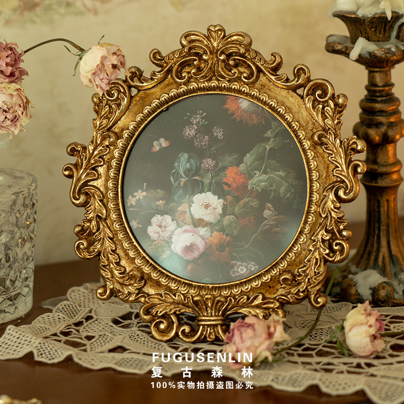 レトロなヨーロッパ風レリーフ丸型樹脂製小型フォトフレーム額縁 - Resin Art For Photo Frame のレビューと価格