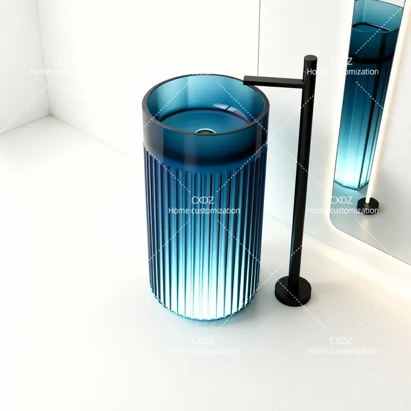 床から天井までの一体型バスルーム洗面台、純アクリル透明樹脂ク - Resin Art Floor のレビューと価格