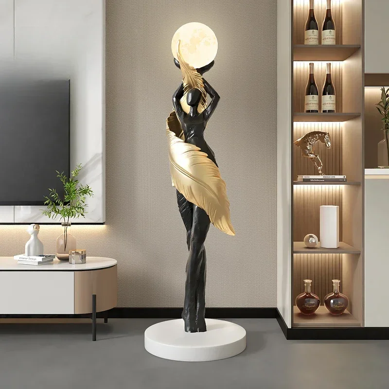 ポータブルモダン抽象羽根少女アート彫刻家の装飾品大型フィギュ - Resin Art Floor のレビューと価格