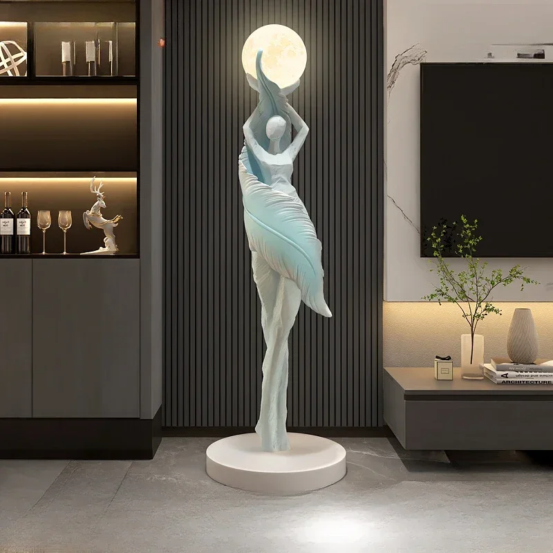ポータブルモダン抽象羽根少女アート彫刻家の装飾品大型フィギュ - Resin Art Floor のレビューと価格