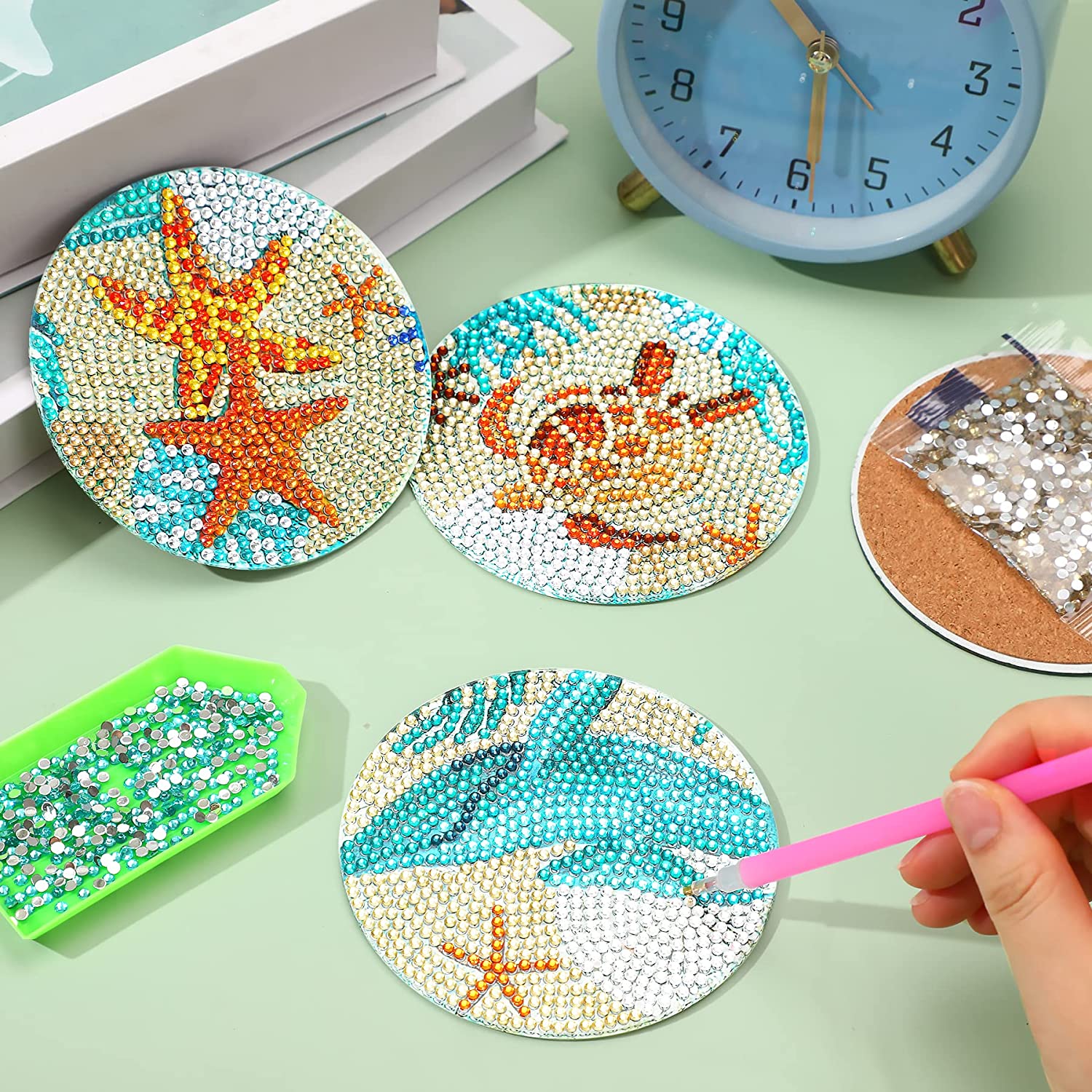 8 ピース/セット DIY ダイヤモンド塗装コースター ホル - Resin Art And Wood のレビューと価格