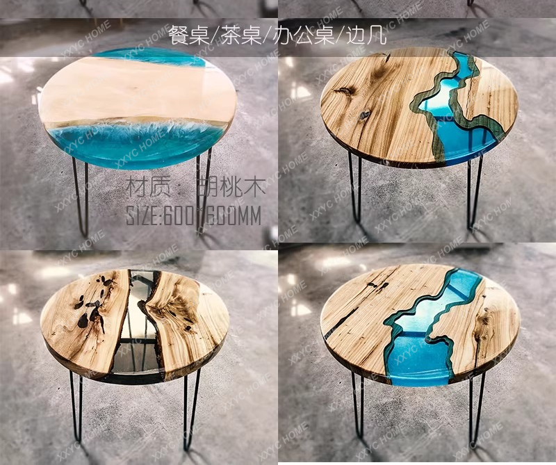 クリエイティブアートダイニングテーブル エポキシ樹脂 リバー - Resin Art And Wood のレビューと価格