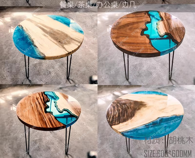 クリエイティブアートダイニングテーブル エポキシ樹脂 リバー - Resin Art And Wood のレビューと価格