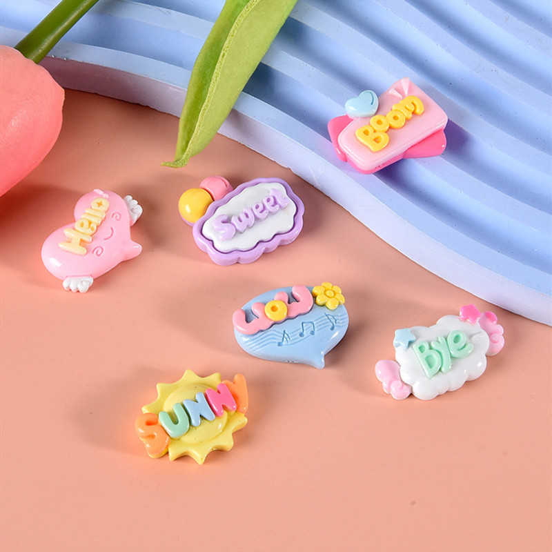 10/20/30 個かわいい文字平面樹脂パッチイヤリングヘア - Resin Art Letter Keychain のレビューと価格