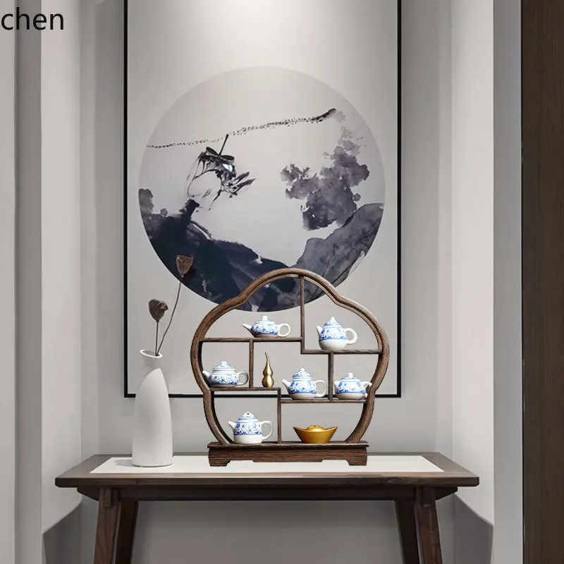 7.15-c13 レトロ禅茶室青と白のティーポットホームリビ - Resin Art Home Decor のレビューと価格