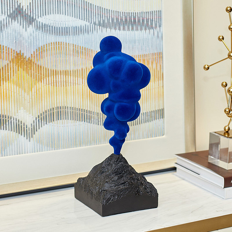 クラインブルー抽象火山雲彫刻、モダンアートホームデコレーショ - Resin Art Studio のレビューと価格
