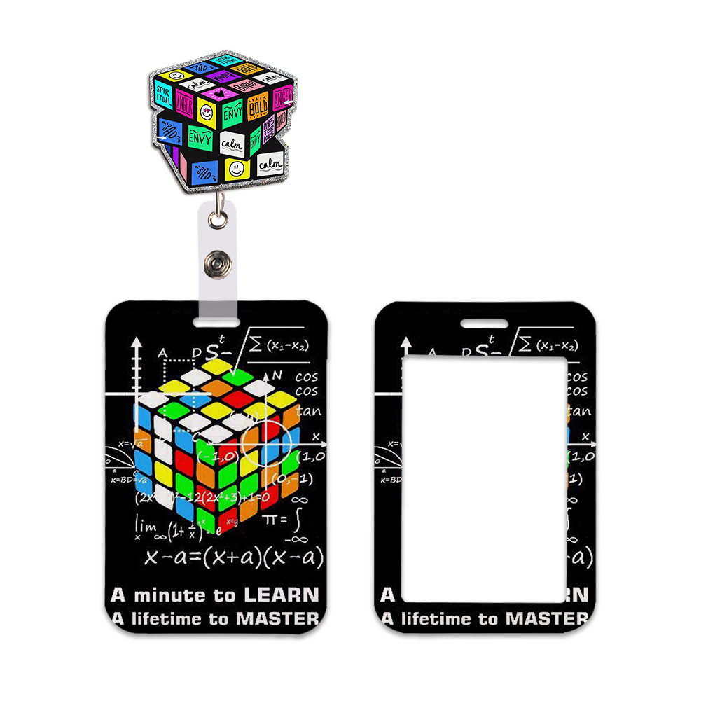 マジックキューブ柄ワークカードホルダー名札キーホルダー付き学 - Resin Art Name のレビューと価格