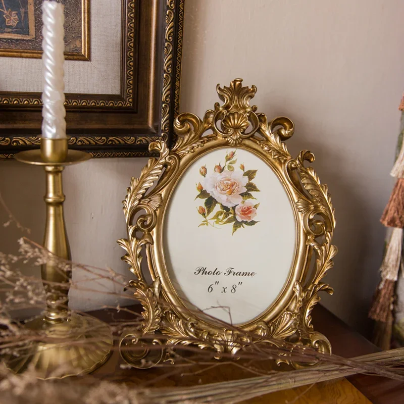 レトロゴールドオーバル樹脂製フォトフレーム、デスクトップ装飾 - Resin Art For Photo Frame のレビューと価格