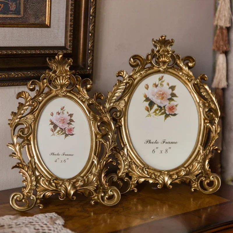 レトロゴールドオーバル樹脂製フォトフレーム、デスクトップ装飾 - Resin Art For Photo Frame のレビューと価格