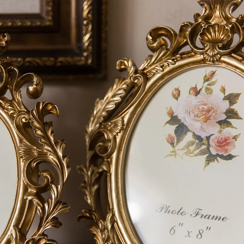 レトロゴールドオーバル樹脂製フォトフレーム、デスクトップ装飾 - Resin Art For Photo Frame のレビューと価格
