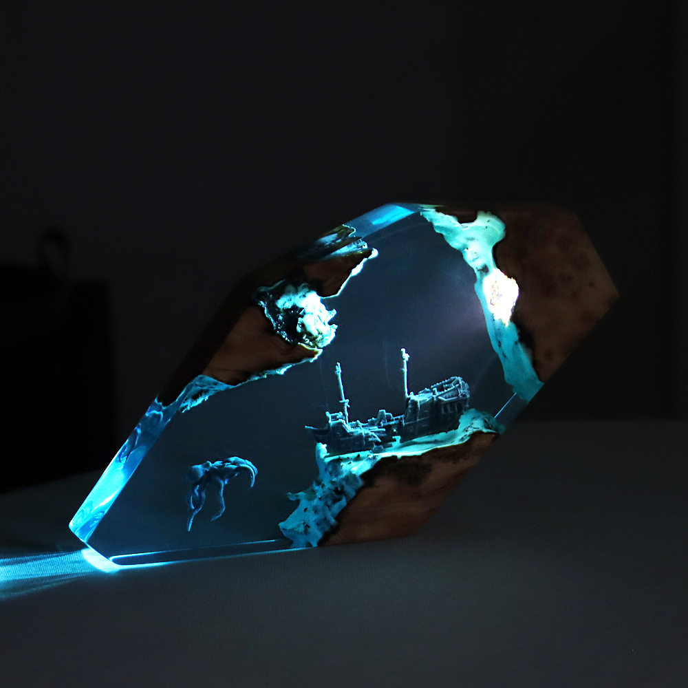 森の妖精鹿デスクトップアート、パーソナライズされた発光オーナ - Resin Art Home Decor のレビューと価格