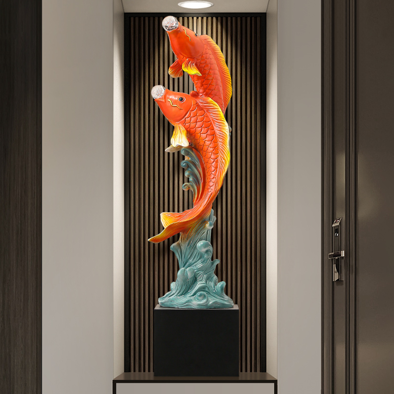 五味の魚の彫刻、樹脂像、豪華なリビングルーム、テレビキャビネ - Resin Art Floor のレビューと価格