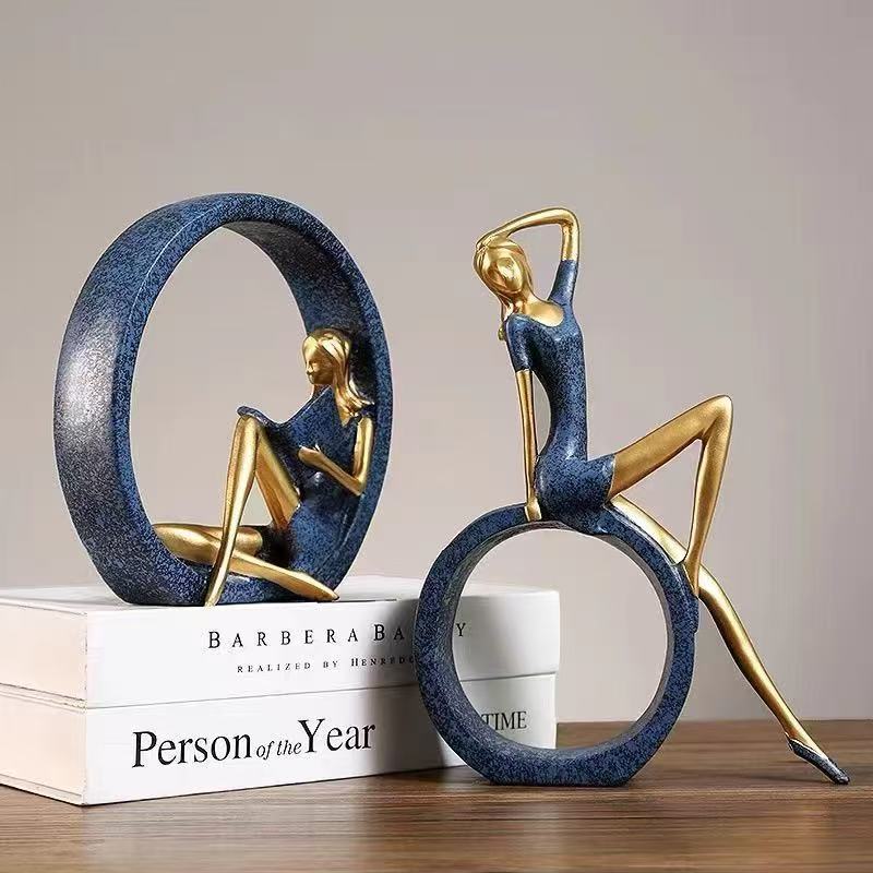 2 個ヨガ読書少女像樹脂置物アート彫刻家の装飾ギフトリビング - Resin Art India のレビューと価格